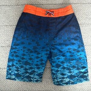 Appaman boys size 5 orange and blue fish swim trunks